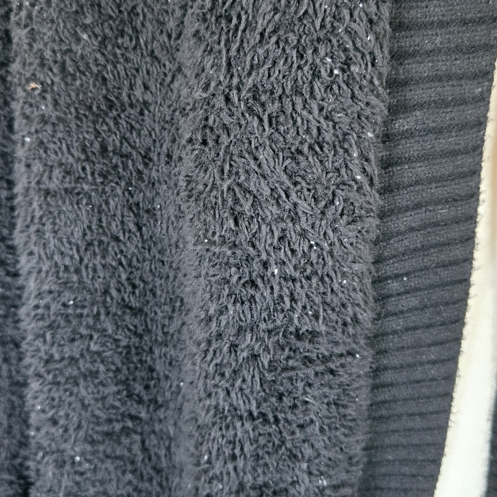 BAREFOOT DREAMS Cozy Chic Ribbed Knit Trim Cardigan Sweater Coat Black 1X - Picture 5 of 12